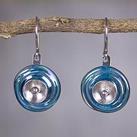 Dichroic art glass dangle earrings,