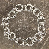 Sterling silver link bracelet,