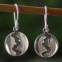 Silver dangle earrings, 'Dark River' - Handmade Taxco Silver 950 Petite Dangle Earrings