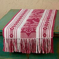 Cotton and silk table runner Zapotec Melody Mexico