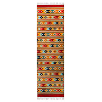 Zapotec wool runner rug, 'Zapotec Stars' (3x10) - Star Design on Hand Woven Zapotec Wool Runner Rug (3x10)