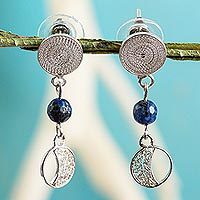 Lapis lazuli filigree earrings,