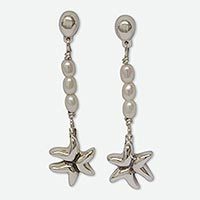 Cultured pearl dangle earrings,
