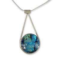 Dichroic art glass pendant necklace,