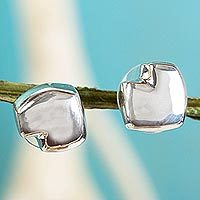 Sterling silver button earrings,