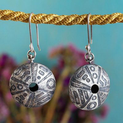 Sterling silver dangle earrings, Mandala Movement