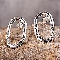 Sterling silver button earrings,