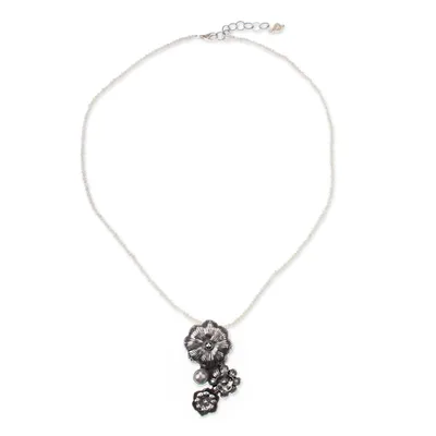 Cultured pearl flower necklace, Mexican Legacy