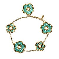 Gold plated beaded flower bracelet,
