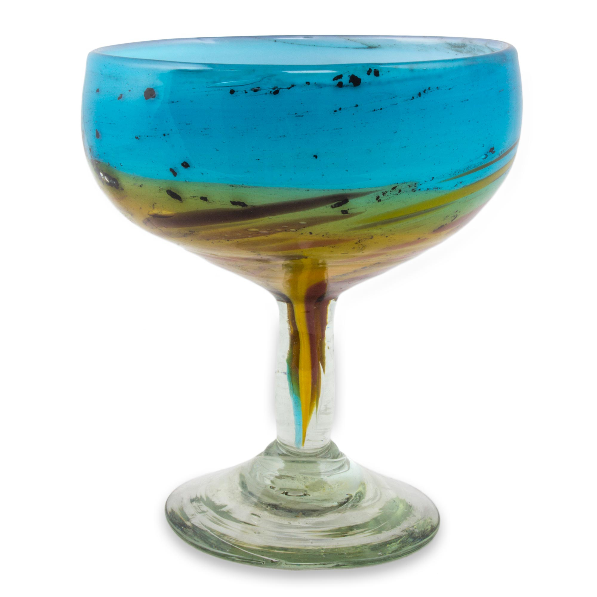 Turquoise And Amber Blown Glass Margarita Glasses Set Of 6 Amber Riviera Novica