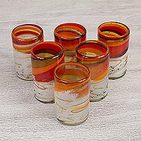 Blown glass tumblers Caramel Fantasy set of 6 Mexico