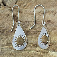 Sterling silver dangle earrings, 'Sun Shower' - Taxco Sunshine Sterling Silver Dangle Earrings