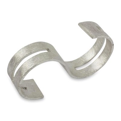 Sterling silver two-finger ring, Curvaceous Satin