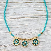 Gold plated long beaded necklace,