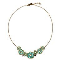 Gold plated beaded flower necklace,