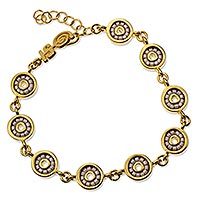 Gold plated beaded link bracelet,