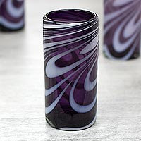 Blown glass highball glasses Whirling Plum set of 6 Mexico