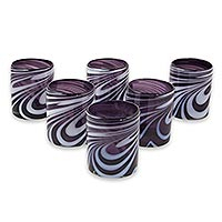 Blown glass rock glasses Whirling Plum set of 6 Mexico