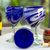 Blown glass wine glasses, 'Whirling Cobalt' (set of 6) - 6 Hand Blown 10 oz Blue-White Wine Glasses from Mexico thumbail