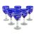 Blown glass wine glasses, 'Whirling Cobalt' (set of 6) - 6 Hand Blown 10 oz Blue-White Wine Glasses from Mexico (image 2a) thumbail
