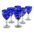Blown glass wine glasses, 'Whirling Cobalt' (set of 6) - 6 Hand Blown 10 oz Blue-White Wine Glasses from Mexico (image 2c) thumbail