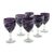 Blown glass wine glasses, 'Whirling Plum' (set of 6) - Set of 6 Purple and White 10 oz Hand Blown Wine Glasses (image 2c) thumbail