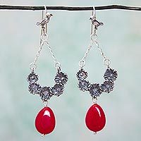 Agate flower earrings,