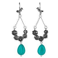 Agate flower earrings,