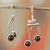Amethyst drop earrings, 'Bird Songs' - Sterling Silver Musical Notes Bird Earrings with Amethyst (image 2) thumbail