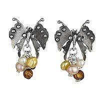 Cultured pearl dangle earrings,
