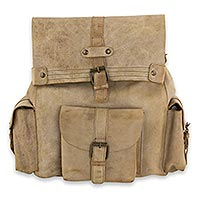 Leather backpack Trendy Taupe Mexico