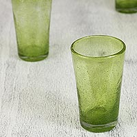 Blown glass highball glasses Lime Bubbles set of 6 Mexico