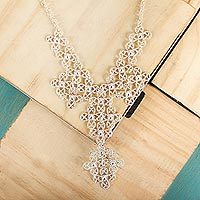 Sterling silver flower necklace,