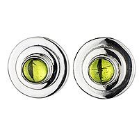 Peridot button earrings,