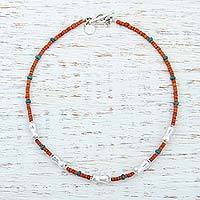 Sterling silver accent ceramic choker,