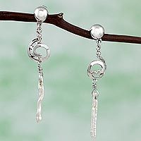 Cultured pearl dangle earrings,