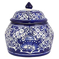 Ceramic cookie jar Blue Guanajuato Mexico