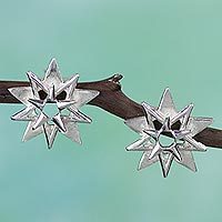 Sterling silver button earrings,