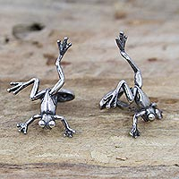 Sterling silver cufflinks Bold Frogs Mexico