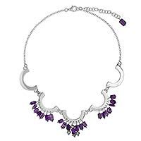 Amethyst and cultured freshwater pearl choker,