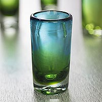 Blown glass shot glasses Aurora Tapatia set of 6 Mexico