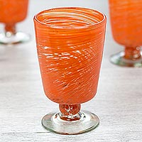 Blown glass dessert glasses Orange Centrifuge set of 6 Mexico