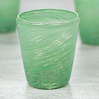 Blown glass rock glasses Green Centrifuge set of 6 Mexico