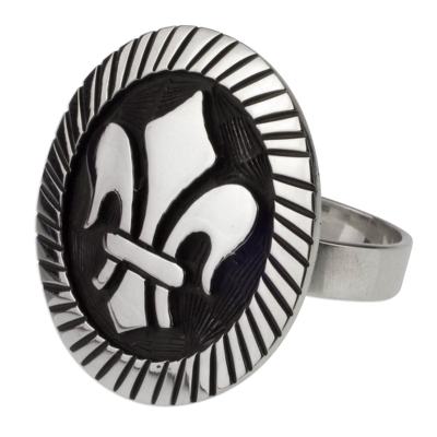 Handcrafted Fleur-de-lis Ring in Taxco 925 Sterling Silver