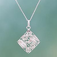 Sterling silver pendant necklace,