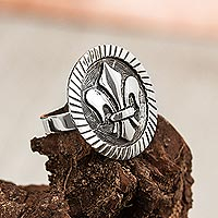 Men's sterling silver ring, 'Majestic Fleur-de-Lis' - Sterling Silver 925 Men's Fleur-de-Lis Ring from Mexico