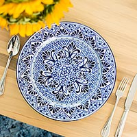 Ceramic dinner plate Cholula Blossoms Mexico