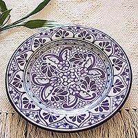 Ceramic dessert plates Cholula Blossoms pair Mexico