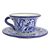 Ceramic cups and saucers, 'Cholula Blossoms' (pair) - Mexican Blue Talavera Style Ceramic Cups and Saucers (Pair) (image 2b) thumbail