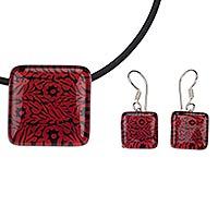 Art glass floral jewelry set,